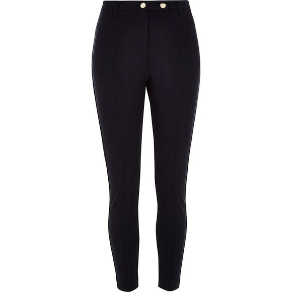 H&M Black Ribbed Knit High Waist Riding Style Pant Legging - Picture 1 of 8